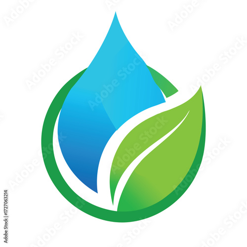 Vibrant Eco Water Drop and Green Leaf Logo Symbolizing Natural Purity and Environment