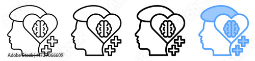 Mental Health Icon Different Style Outline Collection Set 