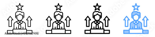 Personal Success Icon Different Style Outline Collection Set 