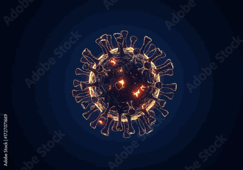 Detailed 3D Render of a Coronavirus Particle.