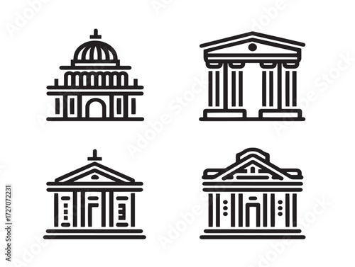 Creative Italy Landmark Symbol Minimal Line Art Vector Icon