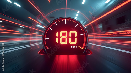 Digital Speedometer 180mph Red Warning Electric Blur Asphalt