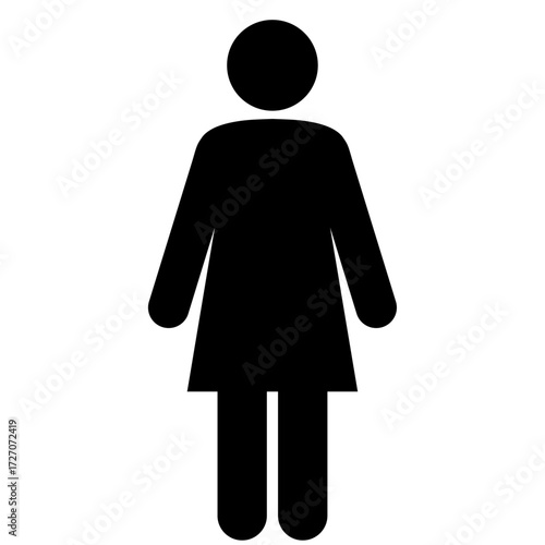 Woman Vector Black Silhouette Icon with Sharp Line Artwork