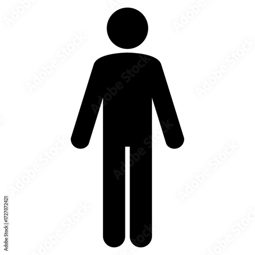 Man Vector Black Silhouette Icon with Sharp Line Artwork