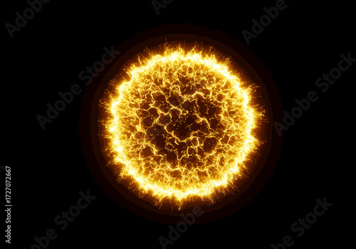Fiery Plasma Ball with Intense Energy and Bright Glow.