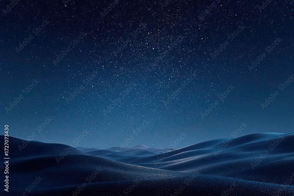 Fototapeta premium Dark, starry night over rolling hills