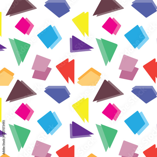 Vector seamless pattern of colorful geometric shapes for backgrounds, digital designs, wrapping paper, textile prints, and modern decor. Free Download Vector seamless pattern of colorful geometric shapes for backgrounds, digital designs, wrapping paper, textile prints, and modern decor. - GFXLoad