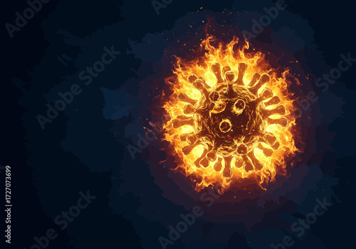 Fiery Coronavirus: A Burning Representation of the Pandemic.