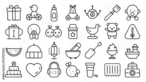 Collection of free vector baby icons, showcasing diverse baby-themed illustrations..eps