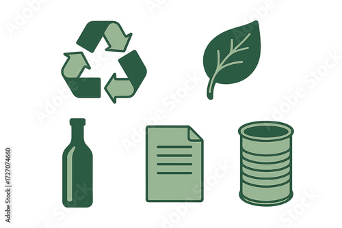 Focus on recycling symbols and eco-friendly elements promoting environmental sustainability
