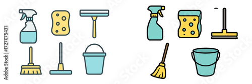 Cleaning supplies including spray bottles, sponges, and buckets for effective home cleaning tasks
