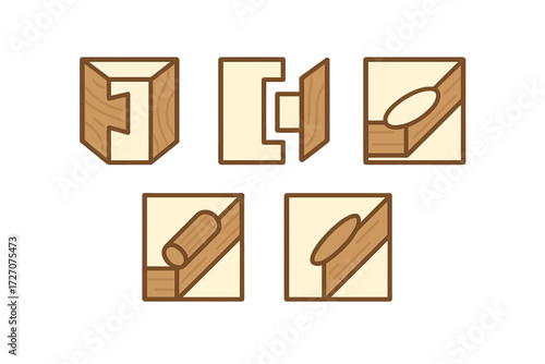 Wood joint types with detailed illustrations showing different construction methods used in woodworking projects