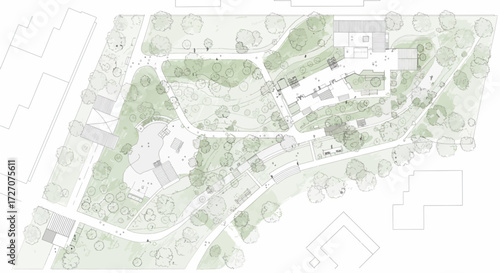 Architectural Concept: Detailed Landscape Design for an Urban Park, Overhead View