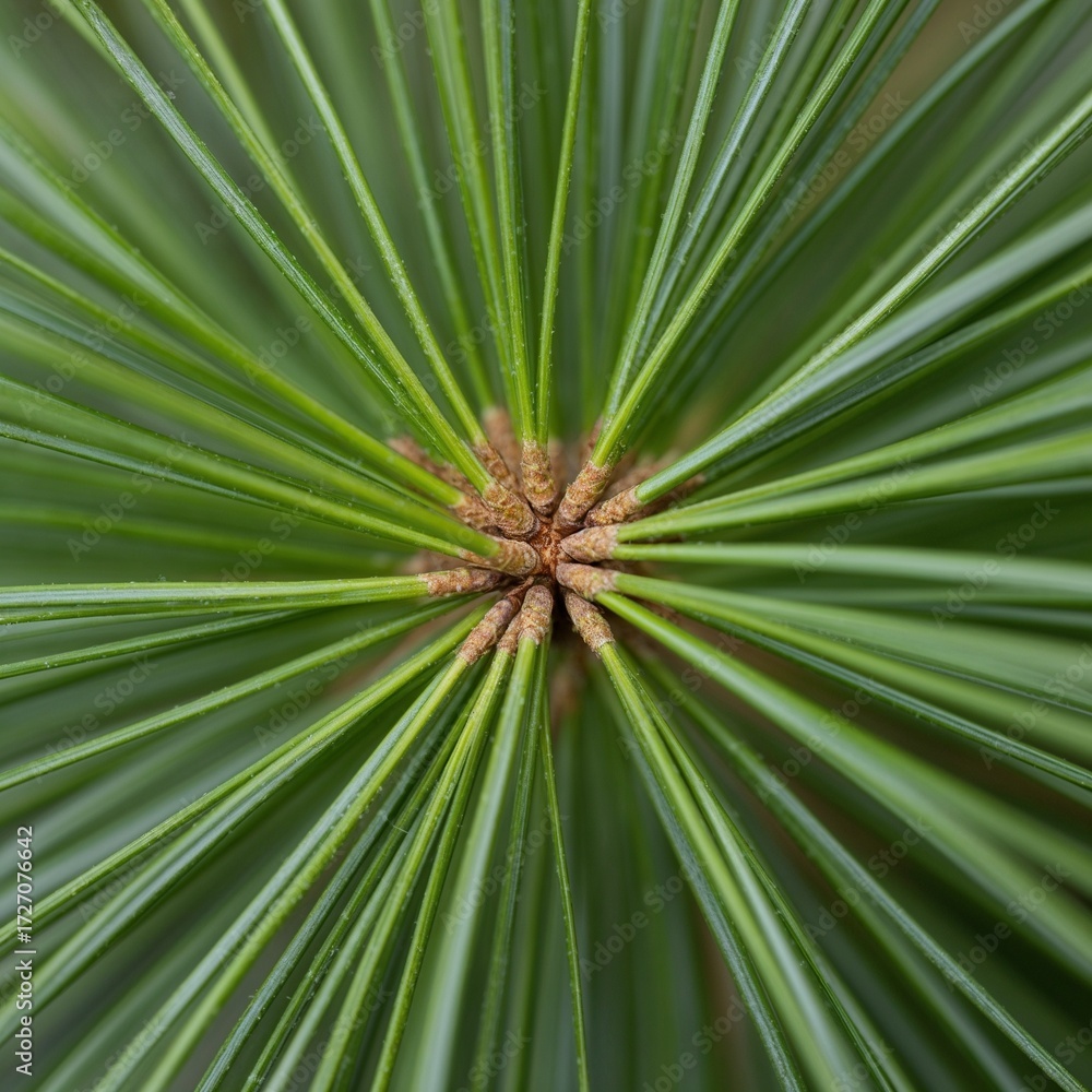 Fototapeta premium Oblique macro detail of pine needle cluster with natural texture