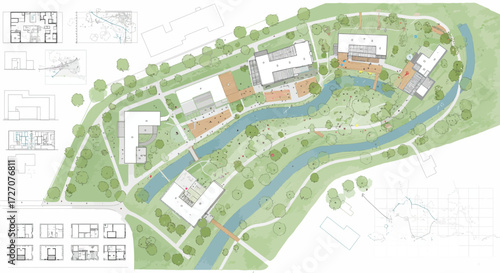 Detailed Architectural Plan and Landscape Design of a Modern Urban Development