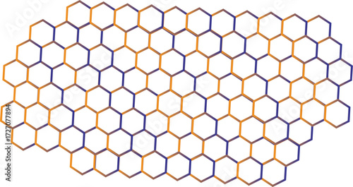 6 sides pattern. blue and orange 6 sided pattern. without background pattern. pattern for use in technology