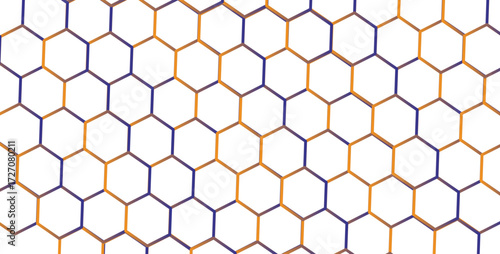 6 sides pattern. blue and orange 6 sided pattern. without background pattern. pattern for use in technology
