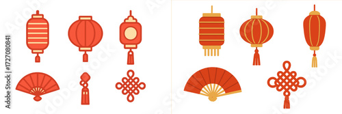 Colorful lanterns and traditional fans showcase festive decorations for cultural celebrations throughout the year
