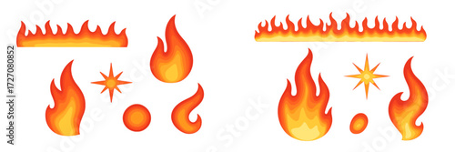 Creative fire illustrations and symbols for graphic design, suitable for various projects