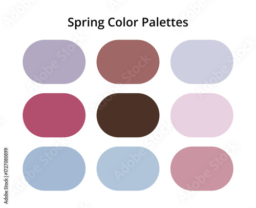 Spring color palette with muted teal, grey, beige, and earthy tones, modern seasonal swatches for design inspiration, fashion styling, branding, web graphics, and creative digital artwork.