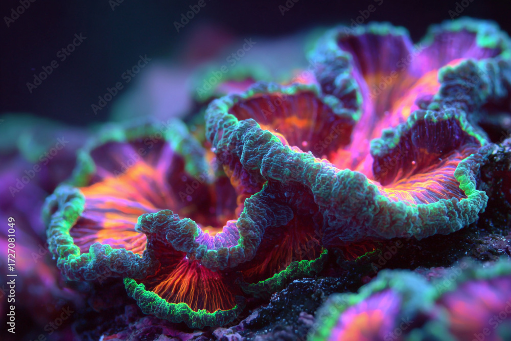 Obraz premium Underwater Coral with Colorful Neon Energy Effects