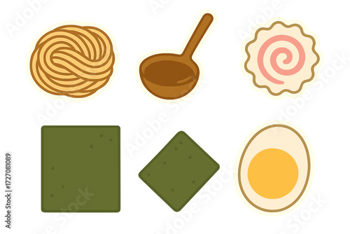 Various types of food ingredients and utensils for cooking and baking displayed in a flat layout