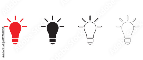 light bulb, idea generation vector icon, business creative idea vector, silhouette and line art illustration