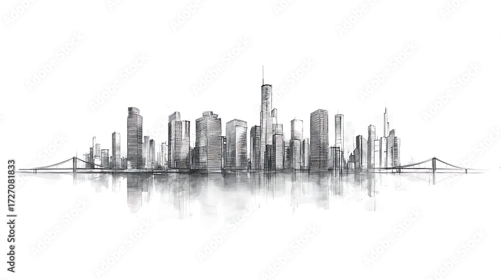 Fototapeta premium City building drawing artwork high resolution picture