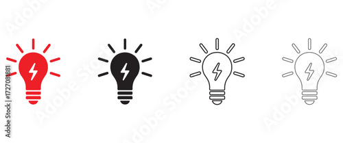 light bulb, idea generation vector icon, business creative idea vector, silhouette and line art illustration