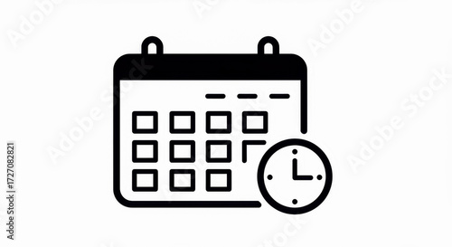 Calendar and clock icon representing schedule, date, and time management