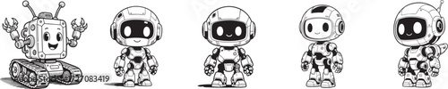 Charming collection of cute robots, ready to bring playful fun and futuristic vibes to any project, perfect for kids and tech enthusiasts!