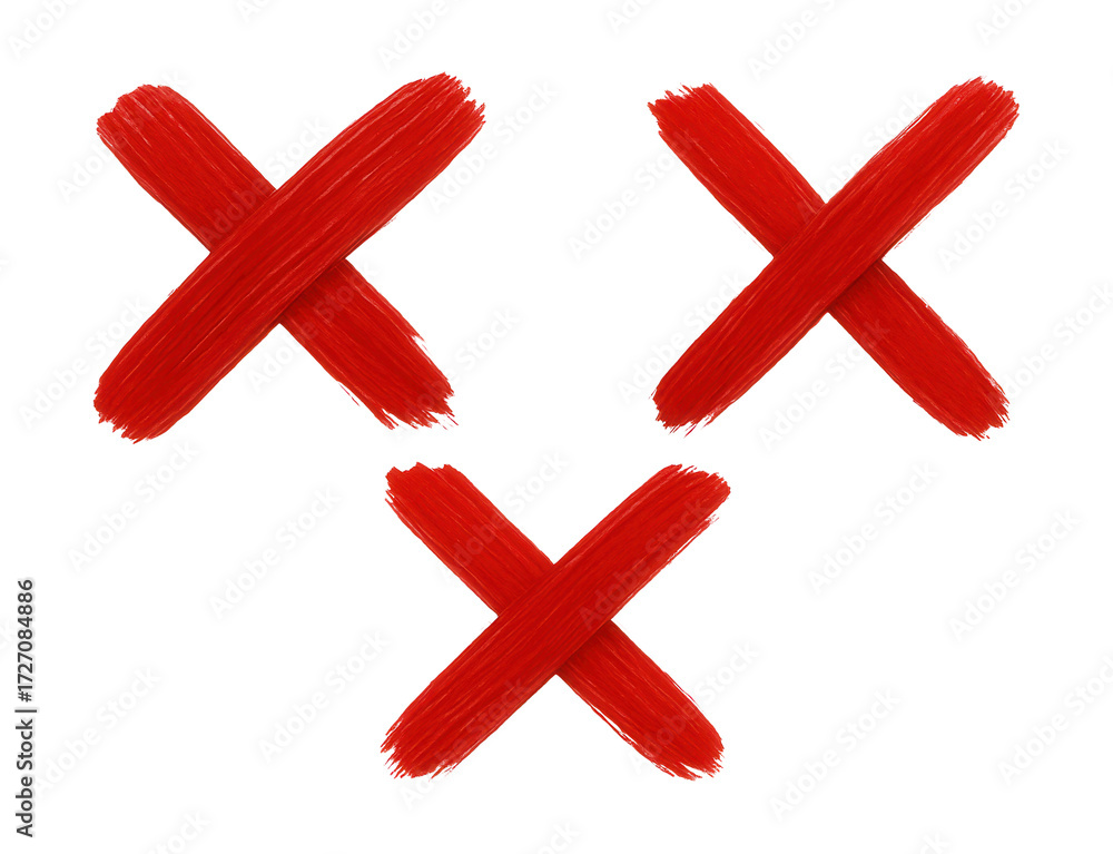 Obraz premium Set of hand-drawn red X signs.