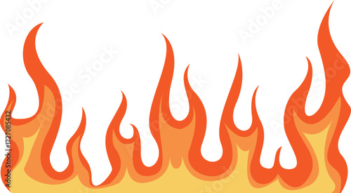 Realistic fire flame illustration, blazing flames vector, burning fire effect design.
