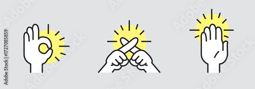 Hand Sign Icon Set (color)– 資料作成用 OK・NG・挙手 ハンドサインアイコン集(カラー)