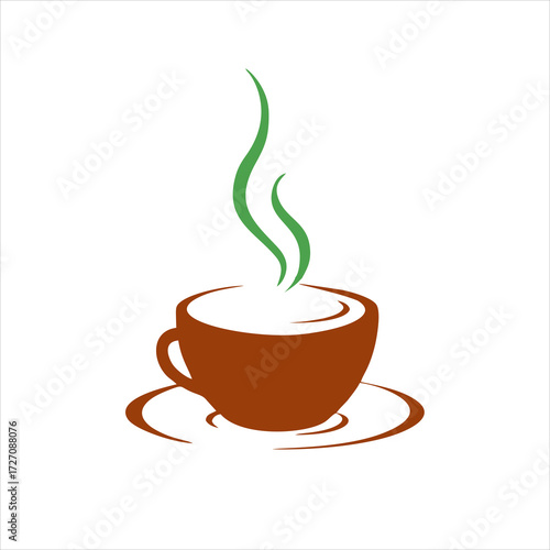 Hot coffee cup logo with steam minimalist illustration