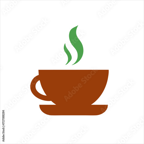 Minimalist coffee cup  logo with steam illustration