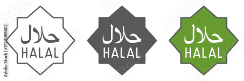 Halal icon, islam and religion, Halal product sign, vector graphics, a linear pattern on a white background, editable stroke