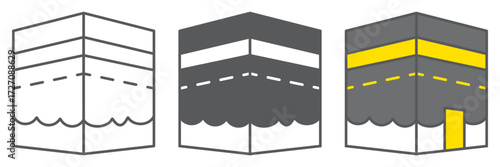 Kaaba in Mecca icon, ramadan and religion, mecca mosque sign, vector graphics, a linear pattern on a white background, editable stroke