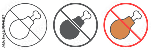 No food icon, forbidden and prohibited, no food sign, vector graphics, a linear pattern on a white background, editable stroke