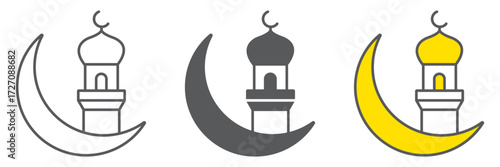 Ramadan kareem greeting icon, ramadan and religion, islamic ramadan sign, vector graphics, a linear pattern on a white background,editable stroke