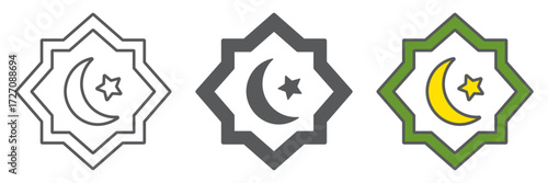 Rub El Hizb icon, ramadan and islam, islamic star sign, vector graphics, a linear pattern on a white background, editable stroke
