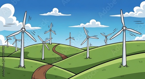 Wind Turbines on Hills. (2)