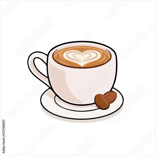 Cup of coffee with latte art illustration