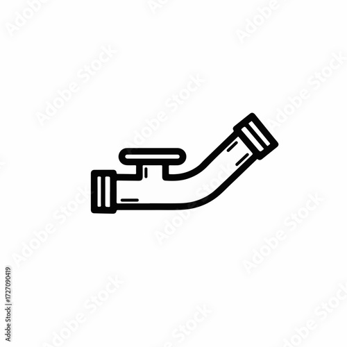 Simple line drawing of a plumbing pipe fitting with a valve