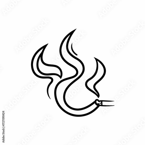 Simple line drawing of a stylized flame emanating from a hose nozzle