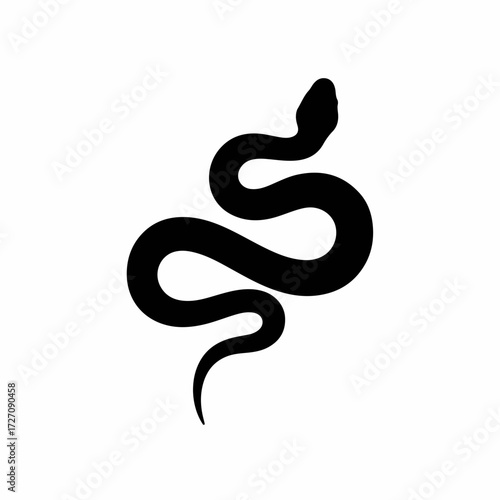 Sleek black snake silhouette coiled elegantly against a clean white background.