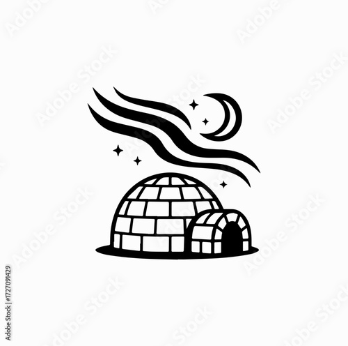 Aurora over Igloo Silhouette – Arctic Culture and Nature Icon