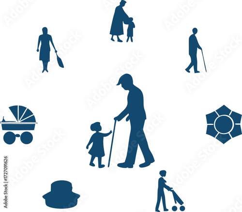Generations Silhouette Circle: Family, Age, Care