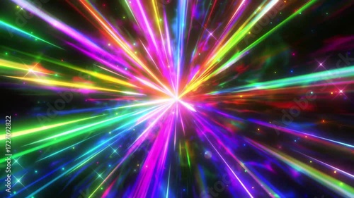 カラフルな集中線のエフェクト背景