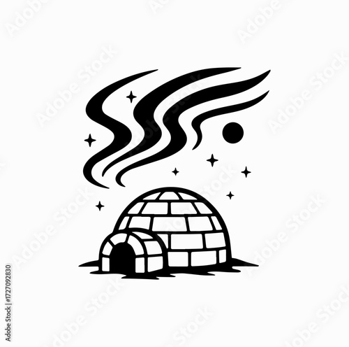 Aurora over Igloo Silhouette – Arctic Culture and Nature Icon